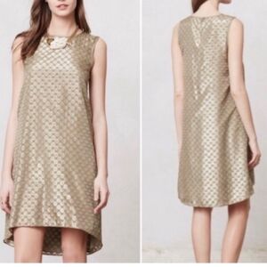 ANTHROPOLOGIE ERIN FETHERSTON GOLD SHIMMER COCKTAIL DRESS (943)